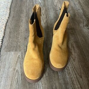 Cole Haan Mustard Suede Chelsea Ankle Boots